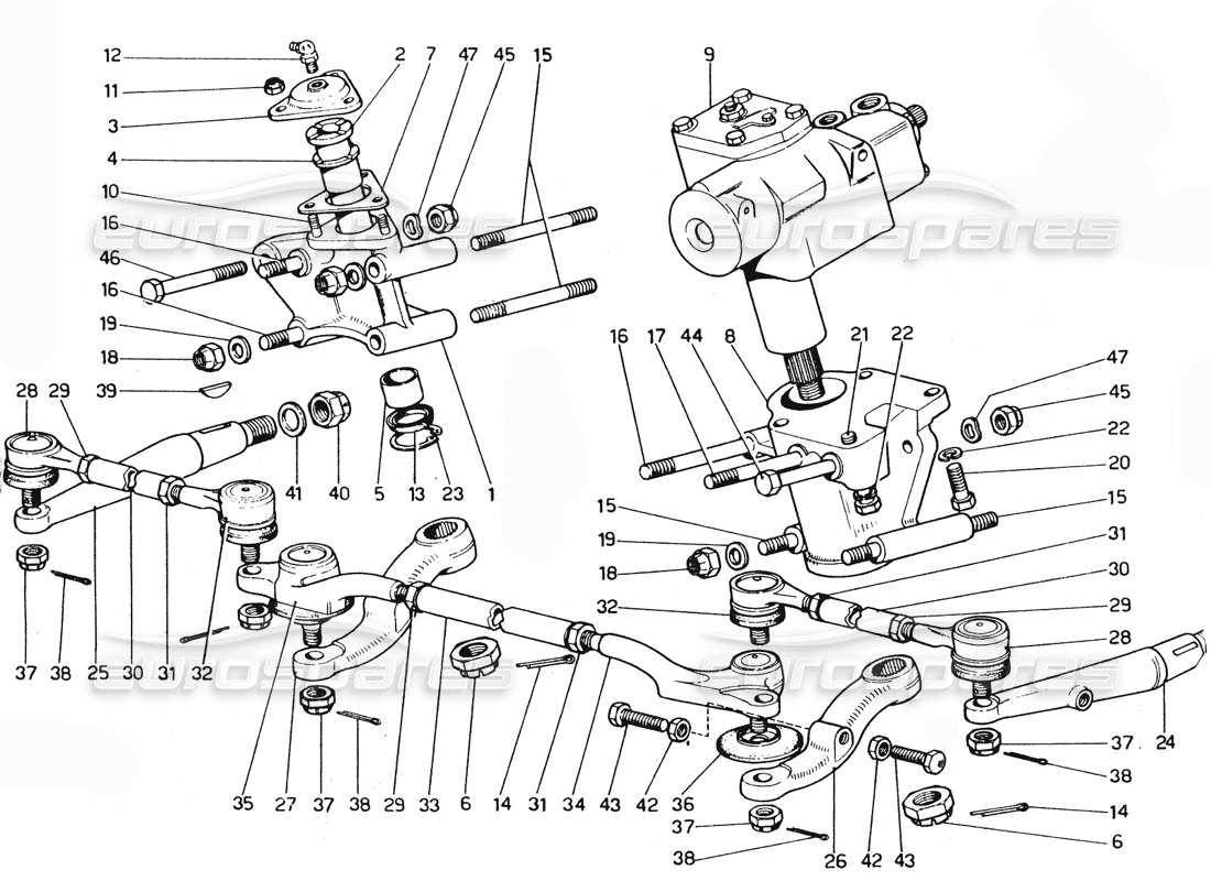 ferrari 365 gtc4 (mechanical) enlace de dirección diagrama de piezas