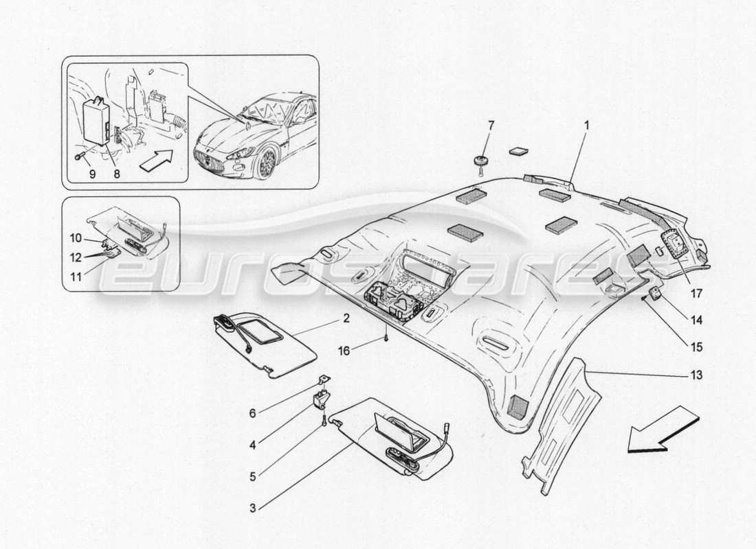 maserati granturismo special edition parasol y techo diagrama de piezas