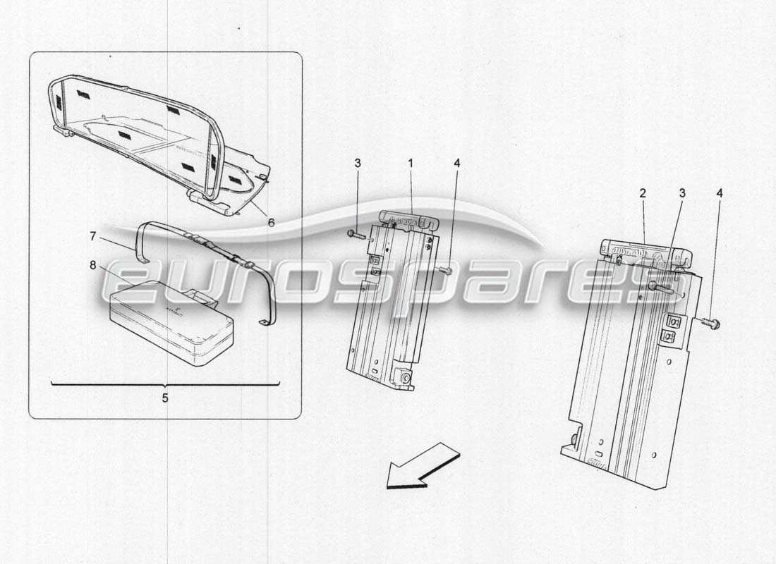 maserati grancabrio mc centenario sistema eléctrico: barra antivuelco y accesorios. diagrama de piezas