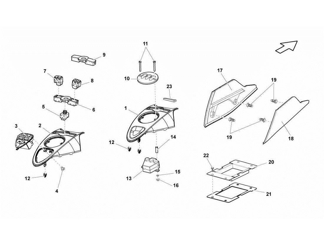 lamborghini gallardo lp560-4s update túnel frontal diagrama de piezas