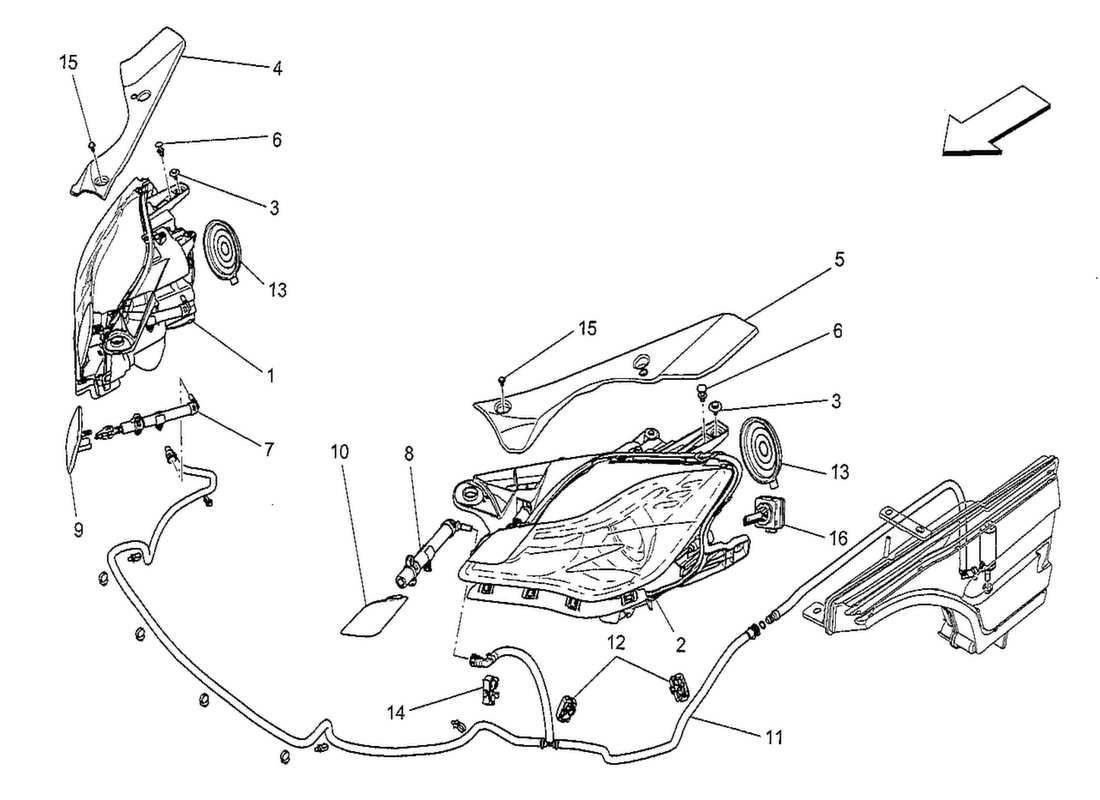 maserati qtp. v8 3.8 530bhp 2014 diagrama de piezas de los grupos de faros