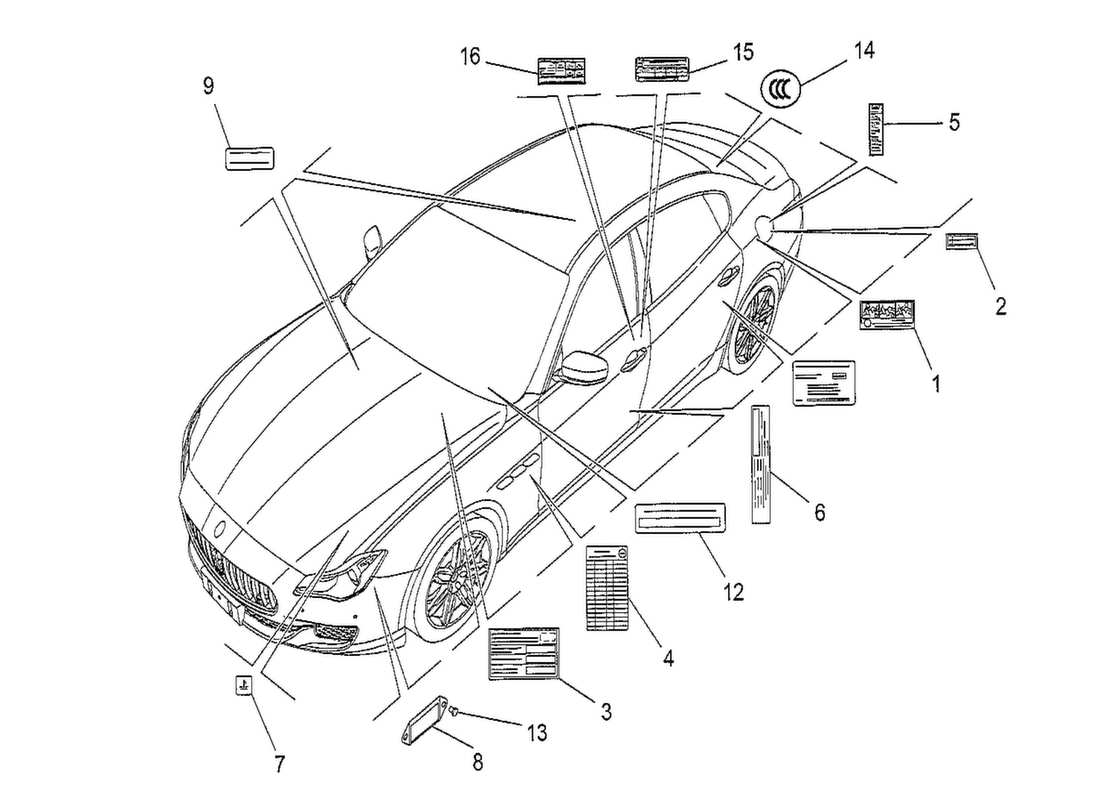 maserati qtp. v8 3.8 530bhp 2014 diagrama de piezas de pegatinas y etiquetas