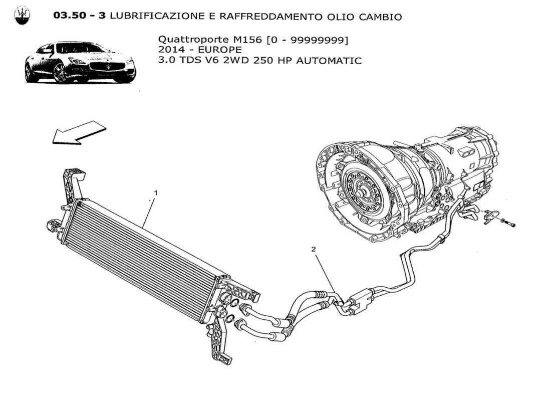 maserati qtp. v6 3.0 tds 250bhp 2014 diagrama de piezas de lubricación y refrigeración del aceite de la caja de cambios