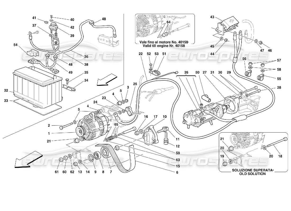 ferrari 355 (2.7 motronic) generador de corriente - motor de arranque - diagrama de piezas de la batería