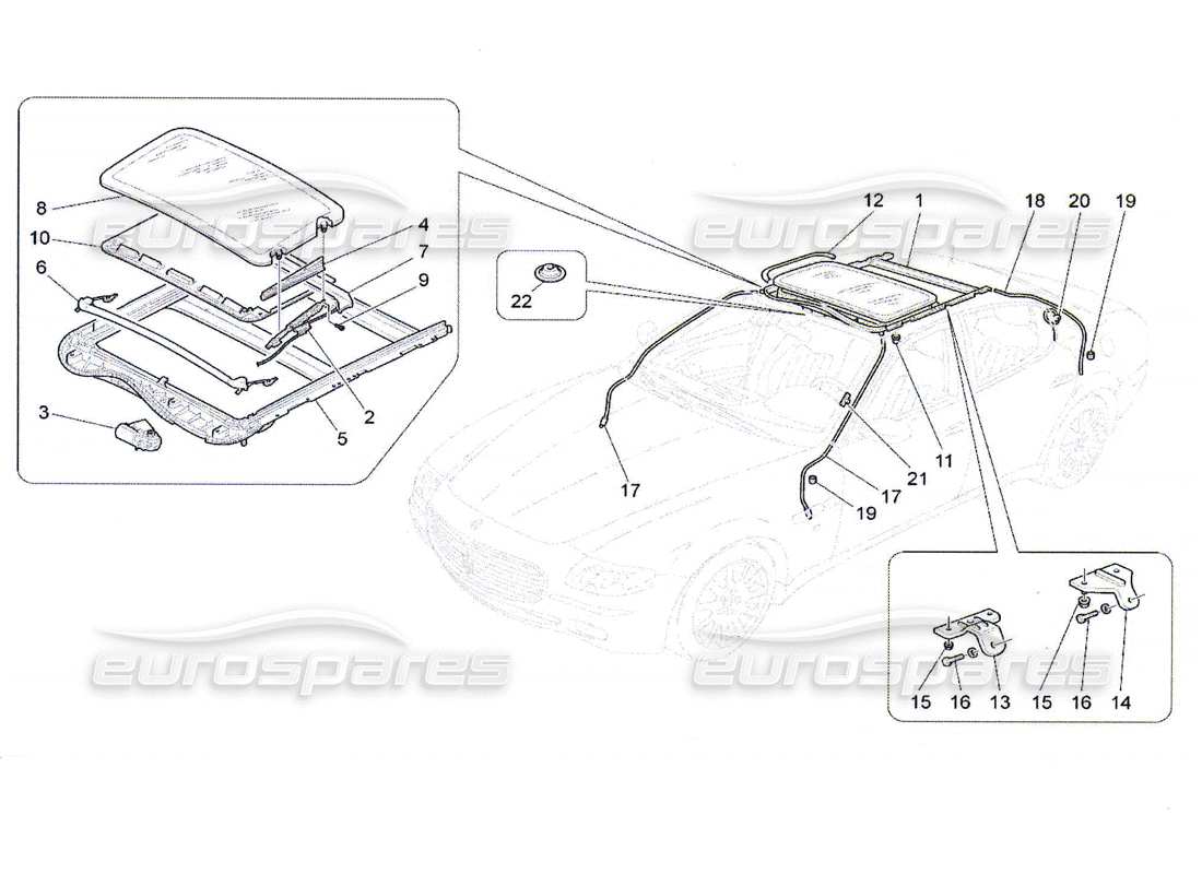 maserati qtp. (2010) 4.7 diagrama de piezas del techo corredizo