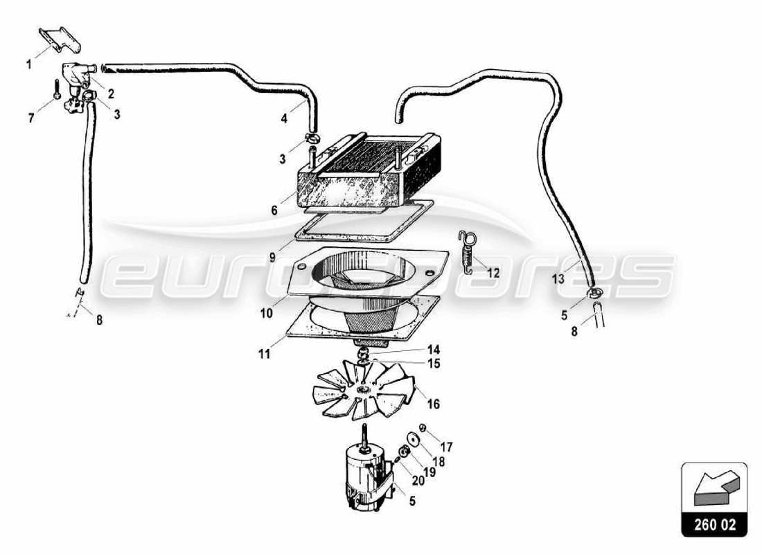 lamborghini miura p400s diagrama de piezas del sistema de aire acondicionado