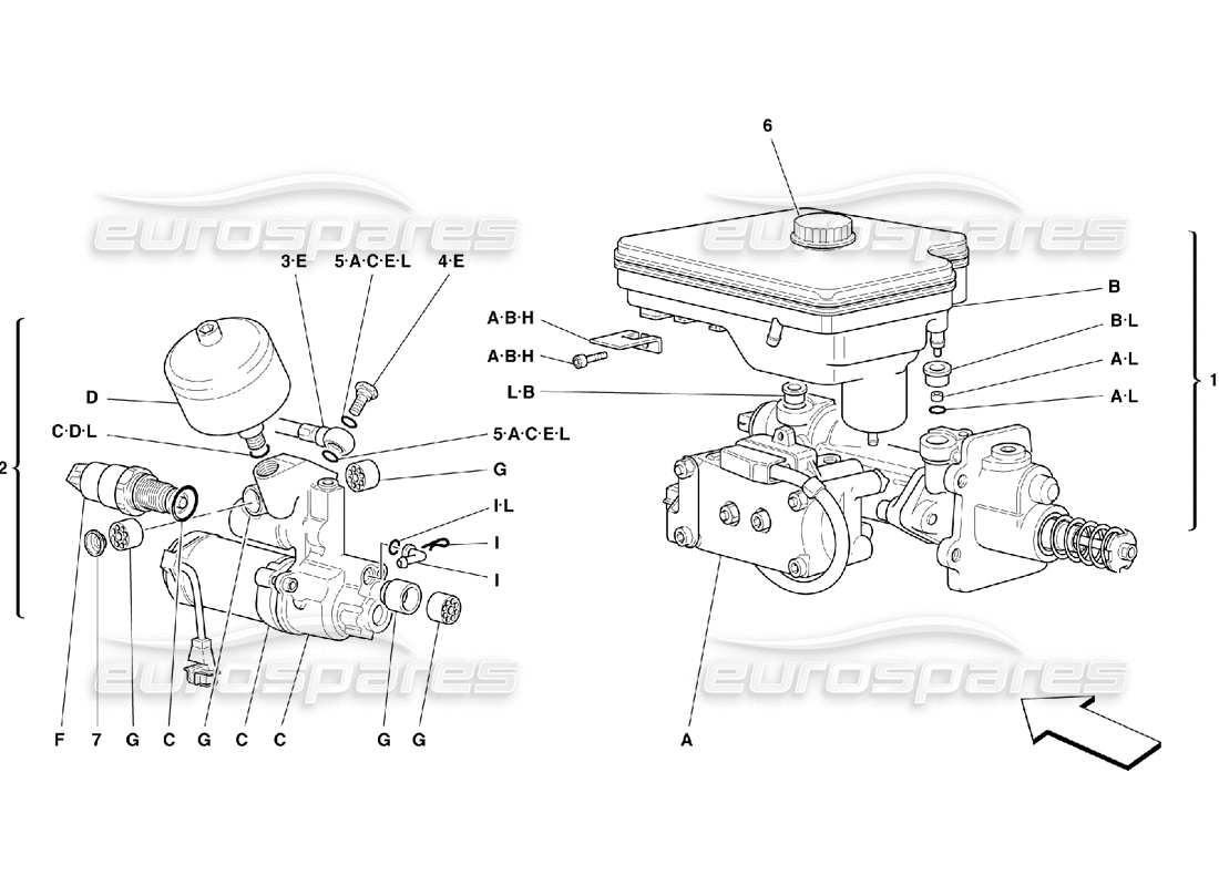 ferrari 355 (5.2 motronic) sistema hidraulico para abs teves diagrama de piezas