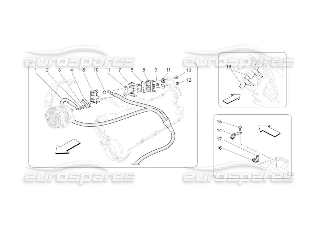 maserati qtp. (2007) 4.2 f1 diagrama de piezas de cableado principal