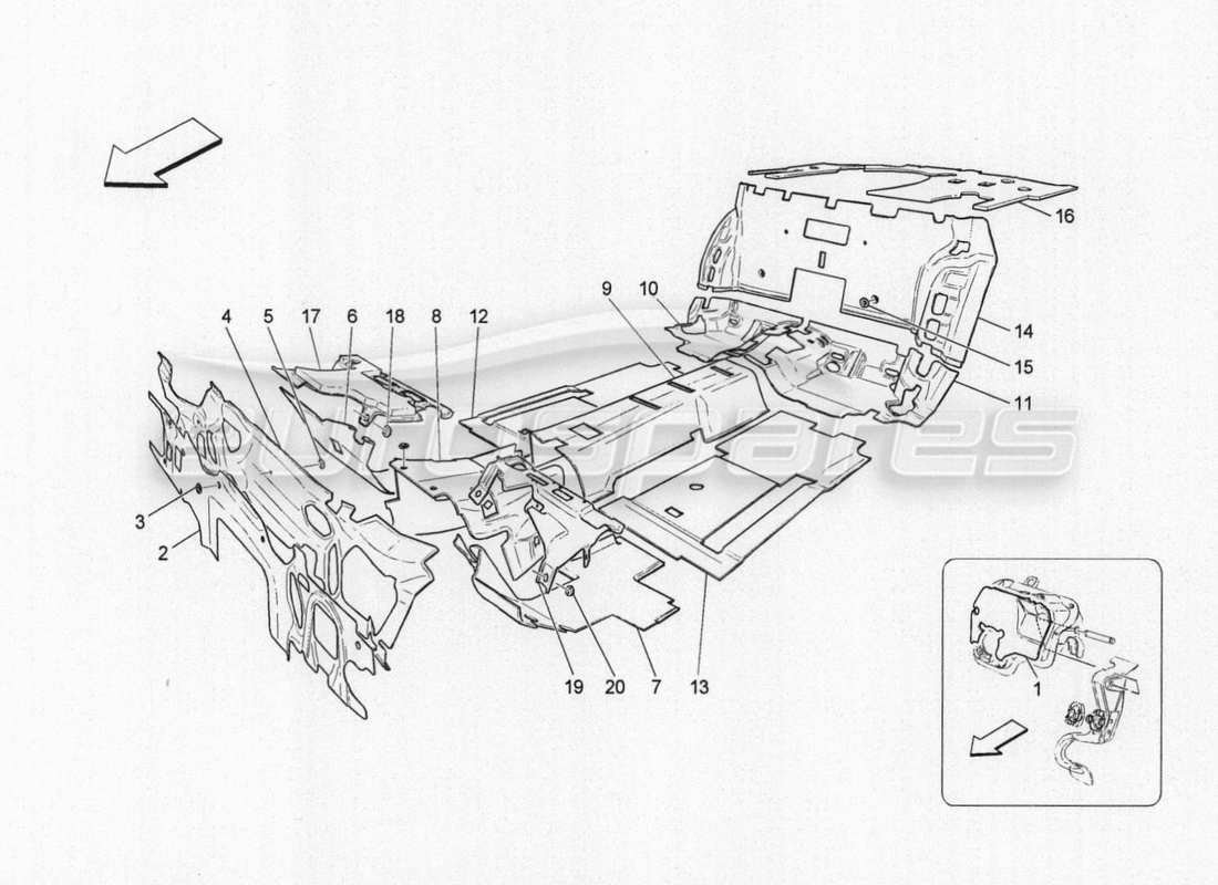 maserati granturismo special edition paneles de insonorización en el interior del vehículo diagrama de piezas