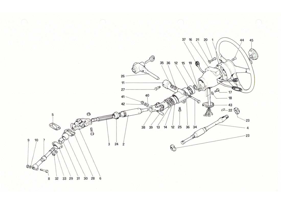 ferrari 208 gtb gts columna de dirección diagrama de piezas
