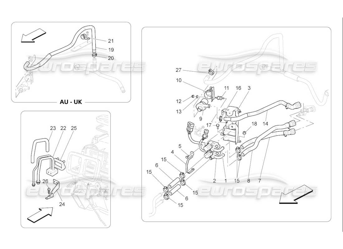 maserati qtp. (2007) 4.2 f1 unidad a c: diagrama de piezas de los dispositivos del compartimento del motor