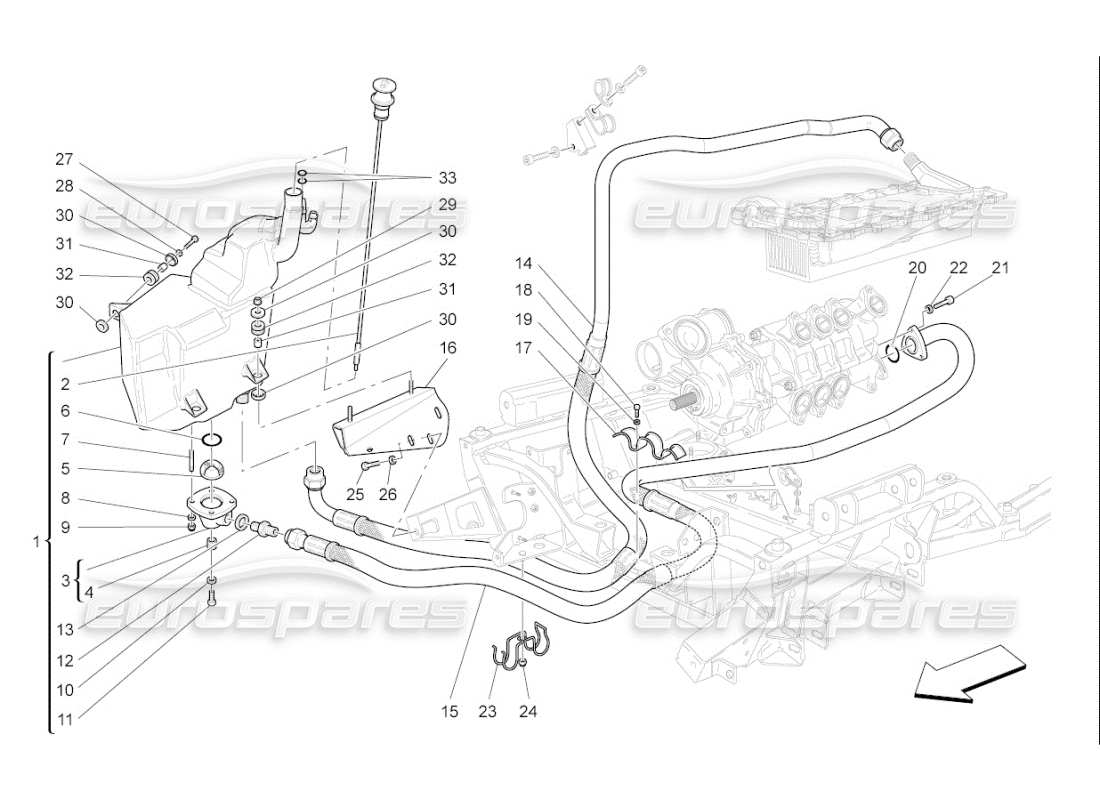 maserati qtp. (2007) 4.2 f1 sistema de lubricación: circuito y recogida diagrama de piezas