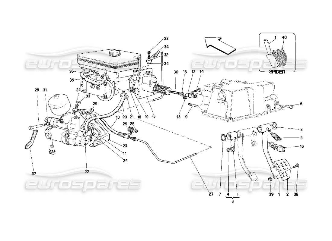 ferrari 348 (2.7 motronic) diagrama de piezas hidráulicas de freno