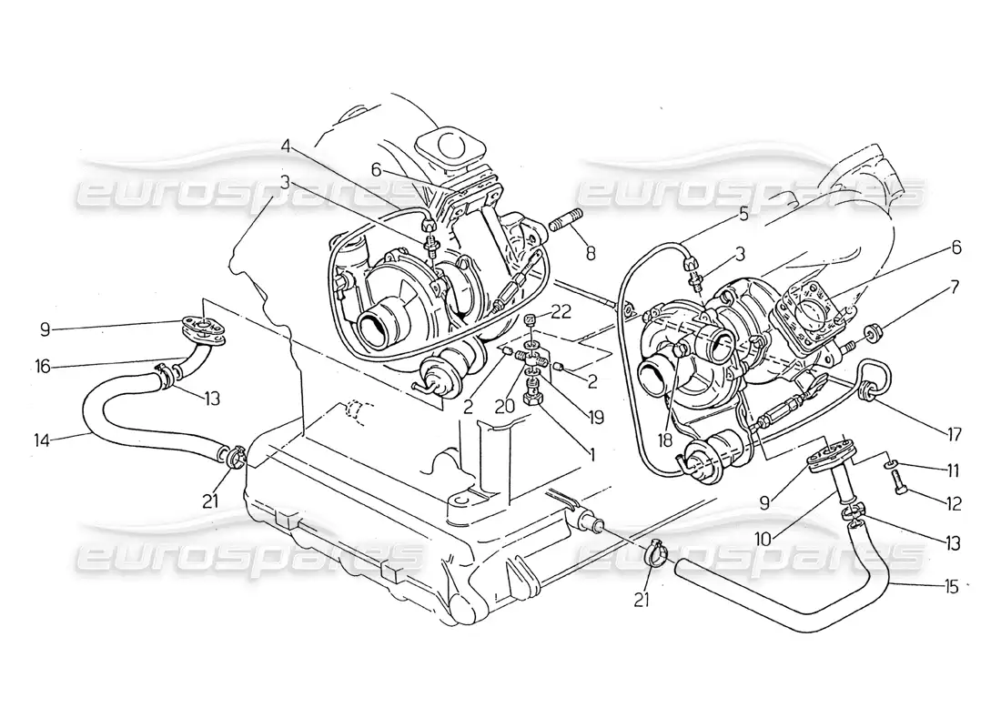 maserati 2.24v lubricación de turbosopladores diagrama de piezas