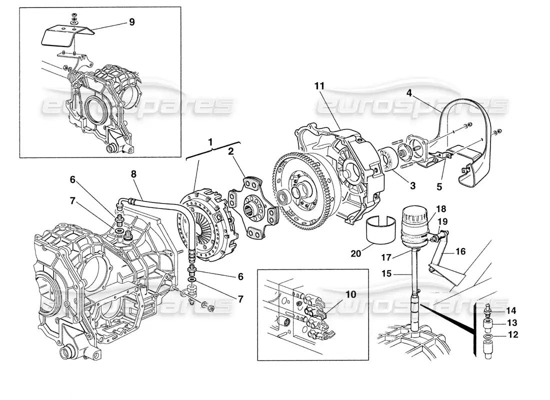 ferrari 355 challenge (1999) conjunto de embrague y protectores térmicos diagrama de piezas