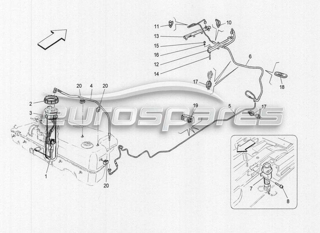 maserati grancabrio mc centenario bombas de combustible y tubos de conexión diagrama de piezas