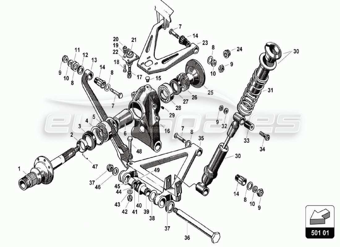 lamborghini 350 gt diagrama de piezas del eje de transmisión trasero