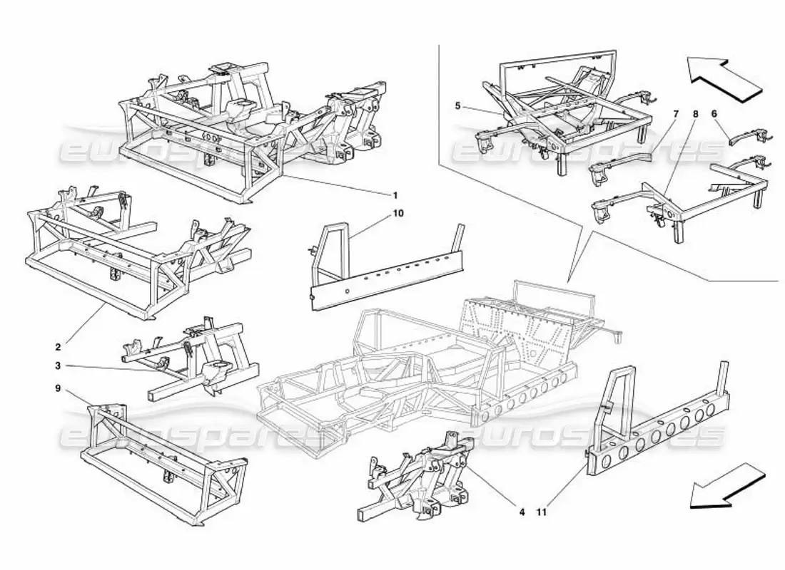 ferrari 550 barchetta marco y estructuras diagrama de piezas