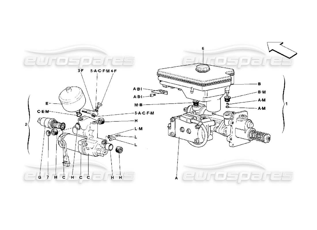 ferrari 348 (2.7 motronic) sistema hidráulico antideslizante diagrama de piezas