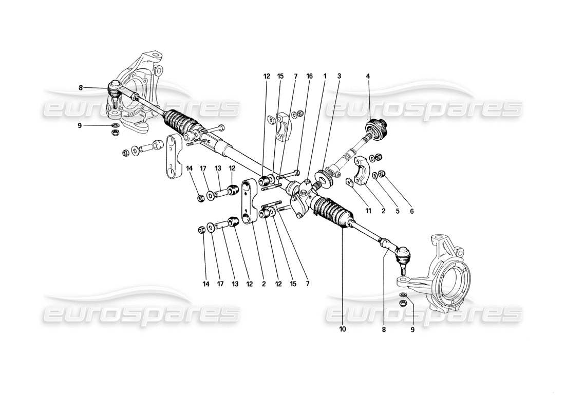 ferrari 328 (1985) caja de dirección y varillaje diagrama de piezas