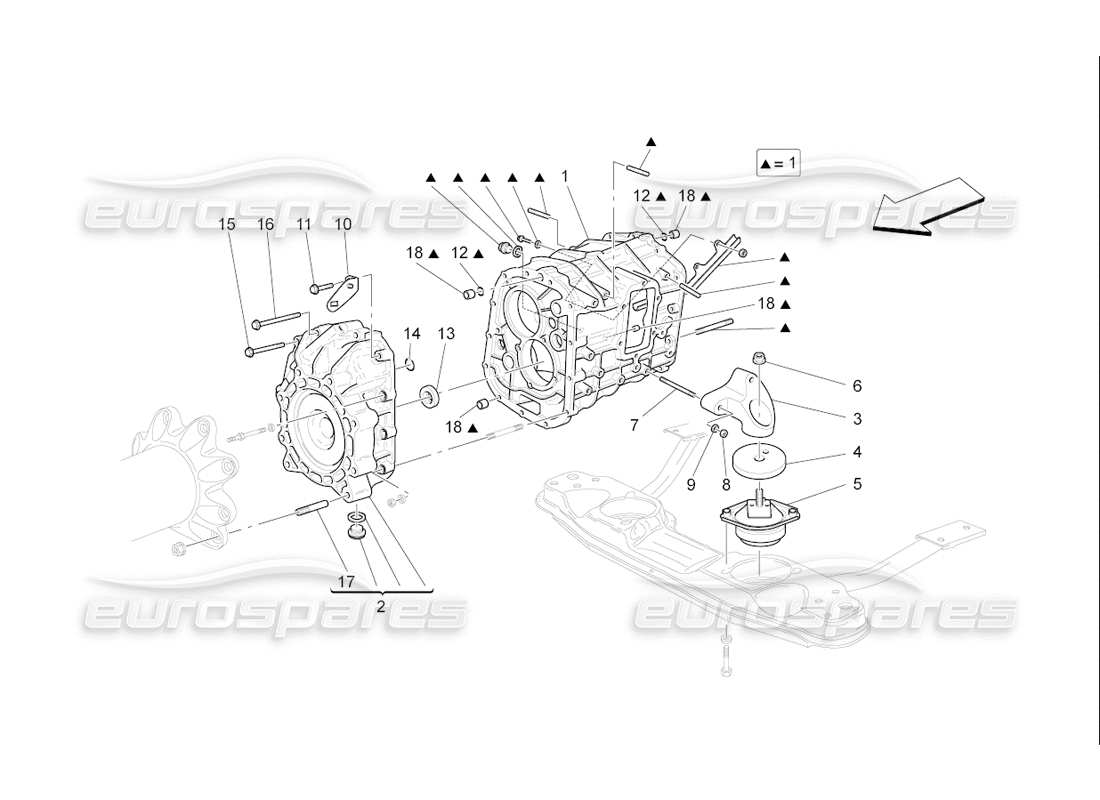 maserati qtp. (2006) 4.2 f1 diagrama de piezas de las carcasas de la caja de cambios