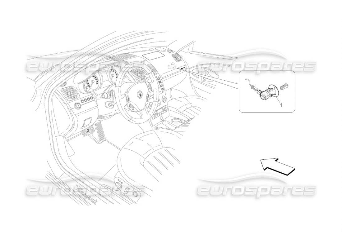 maserati qtp. (2007) 4.2 f1 diagrama de piezas de desactivación del airbag del pasajero