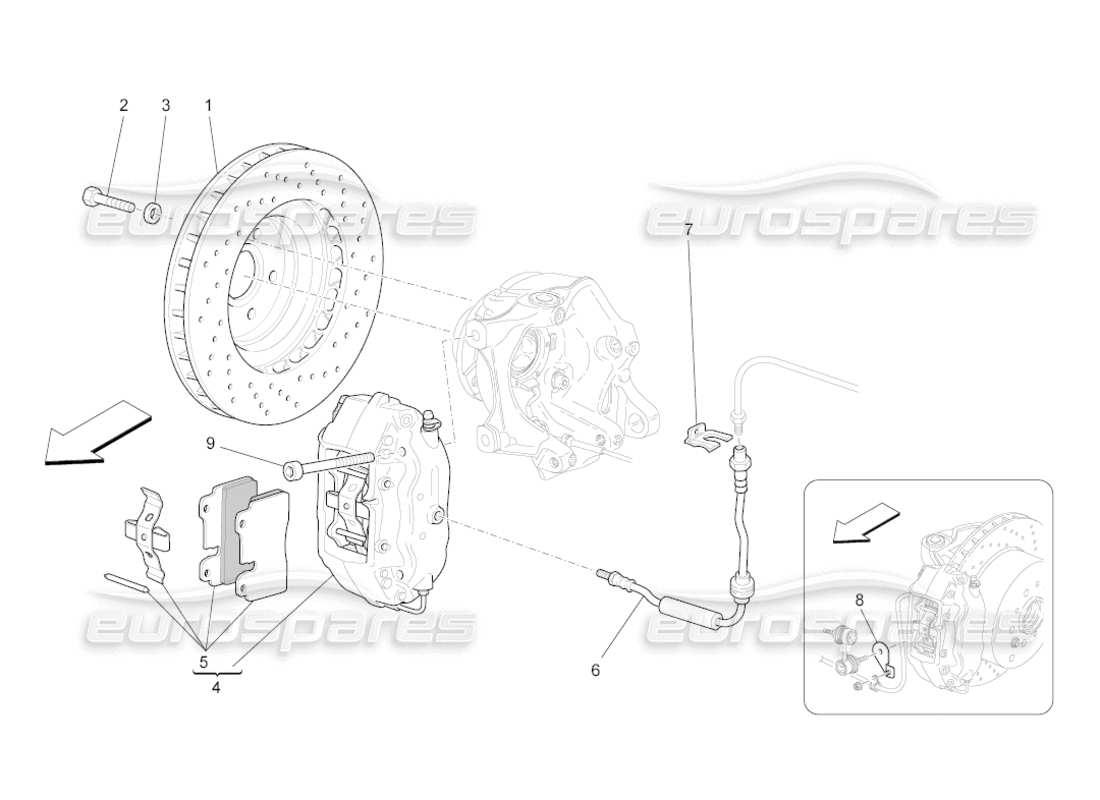 maserati grancabrio (2010) 4.7 braking devices on rear wheels diagrama de piezas
