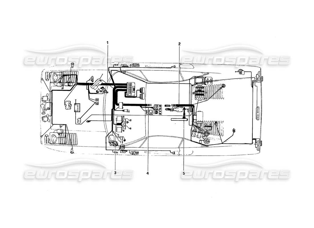 ferrari 308 gtb (1980) diagrama de piezas eléctricas de la carrocería (variantes para rhd - versiones aus)