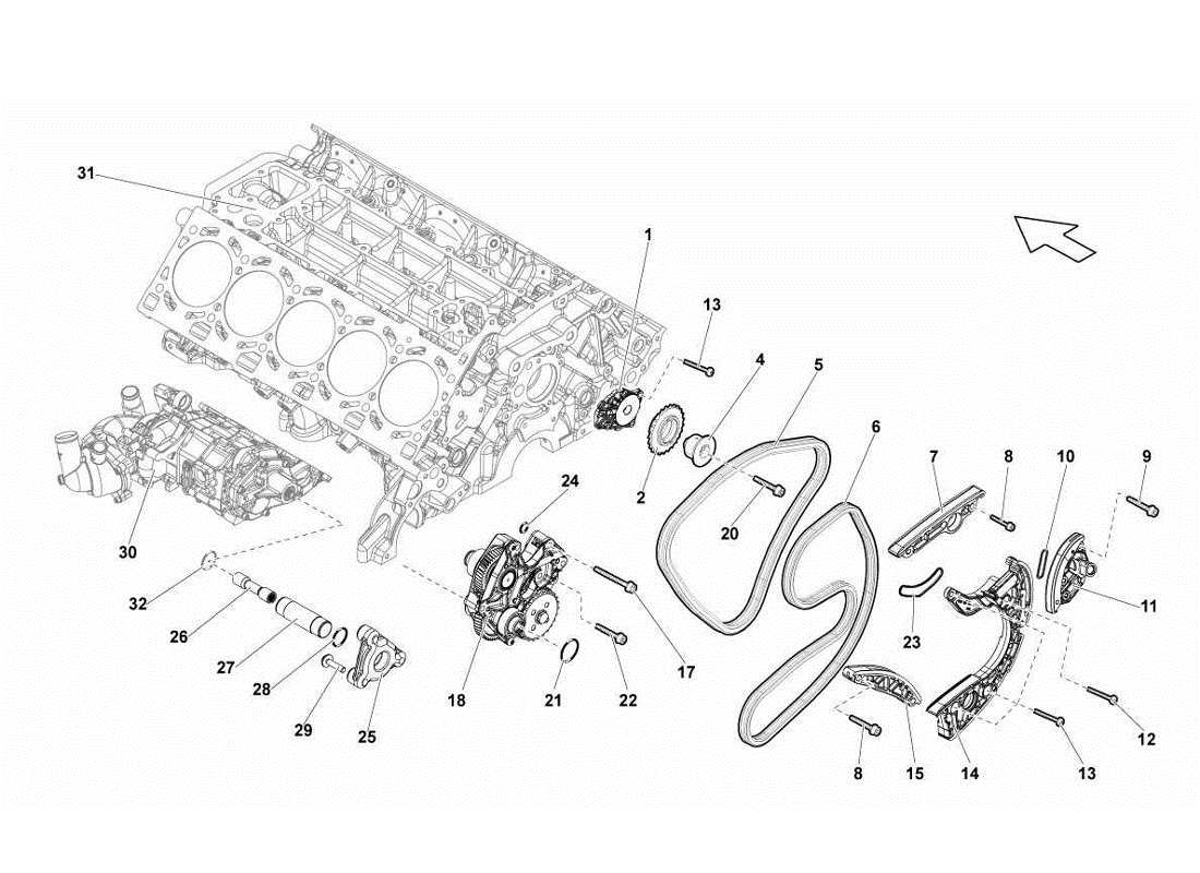 lamborghini gallardo lp560-4s update sistema de sincronización de cabeza diagrama de piezas