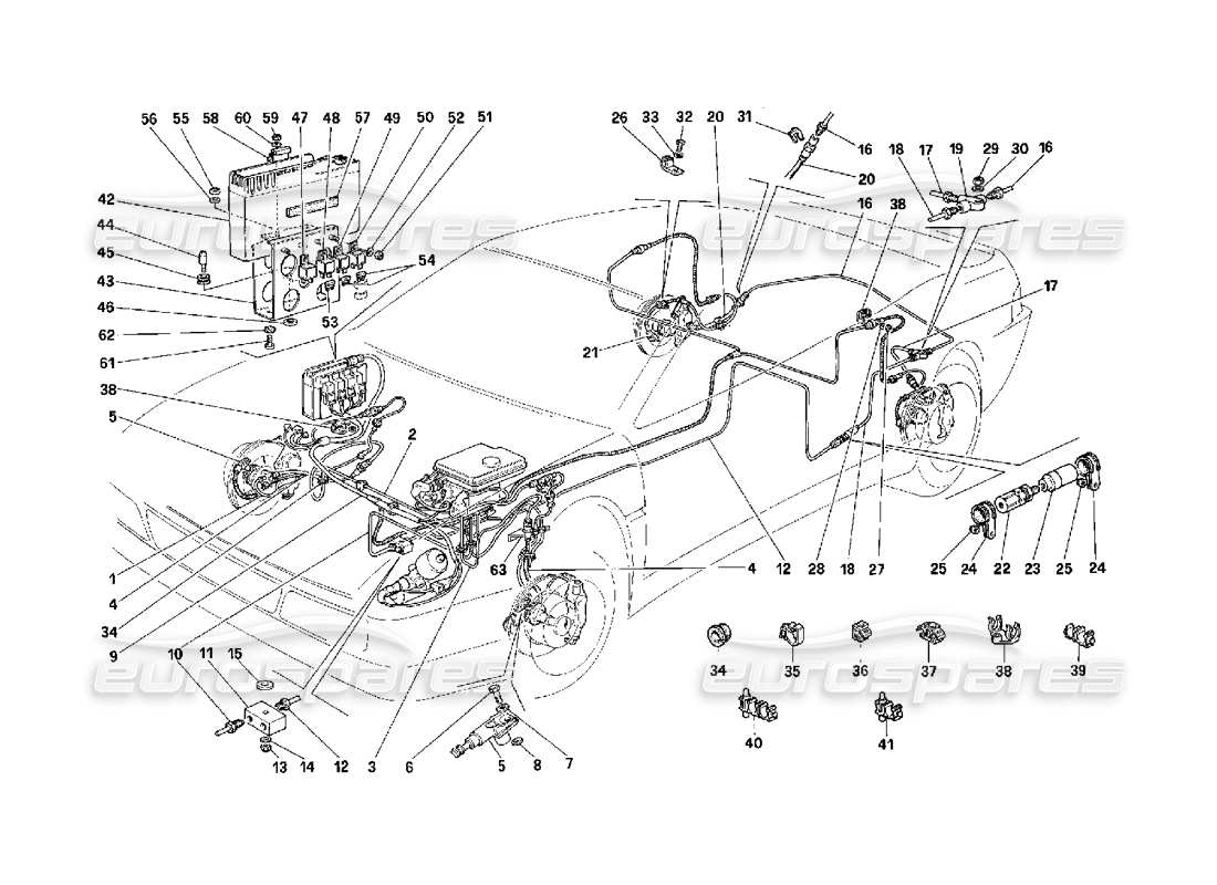 ferrari 348 (2.7 motronic) brake system diagrama de piezas