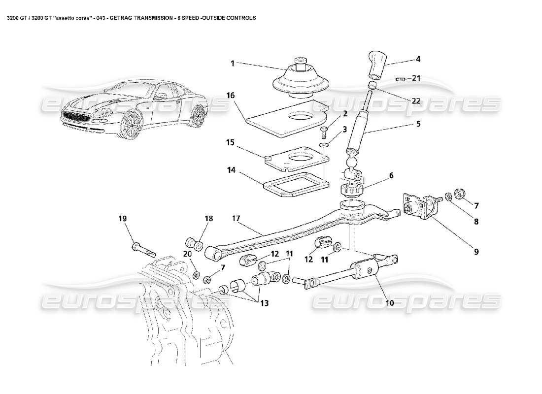 maserati 3200 gt/gta/assetto corsa caja de cambios manual: diagrama de piezas externas