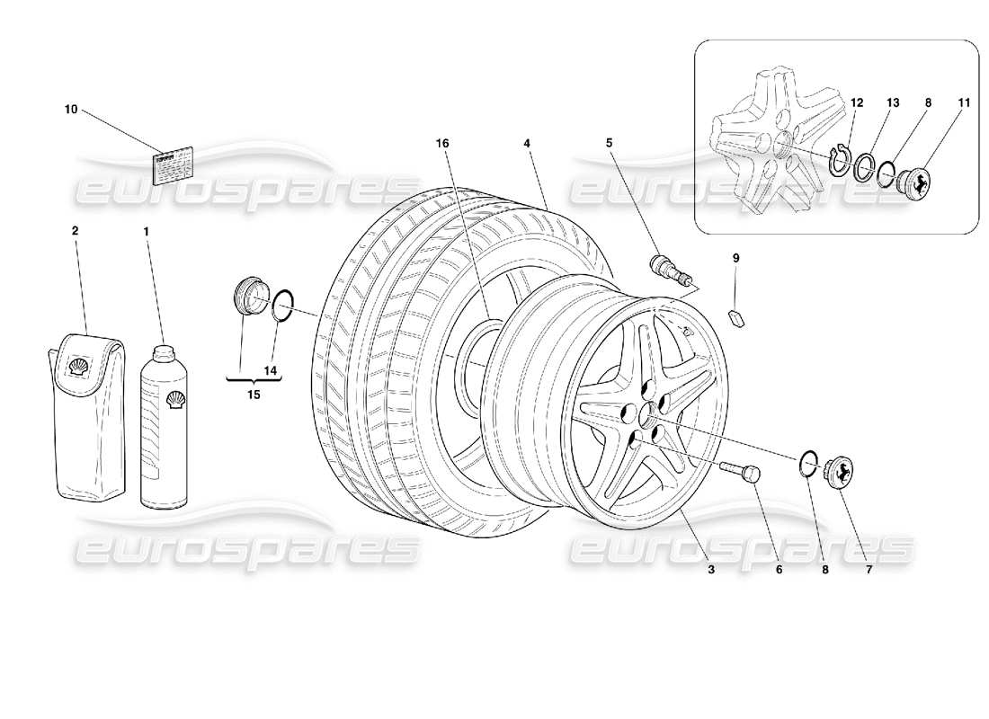 ferrari 355 (2.7 motronic) ruedas diagrama de piezas