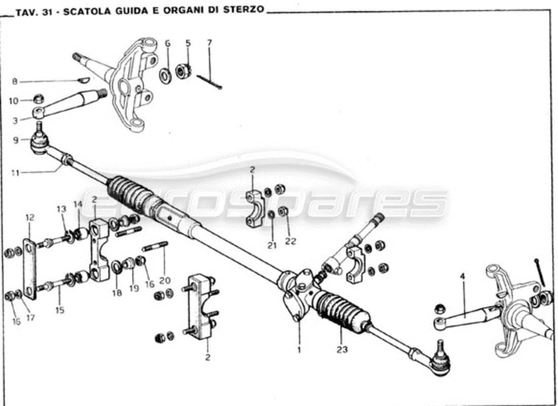 ferrari 246 gt series 1 caja de dirección y varillajes de dirección diagrama de piezas