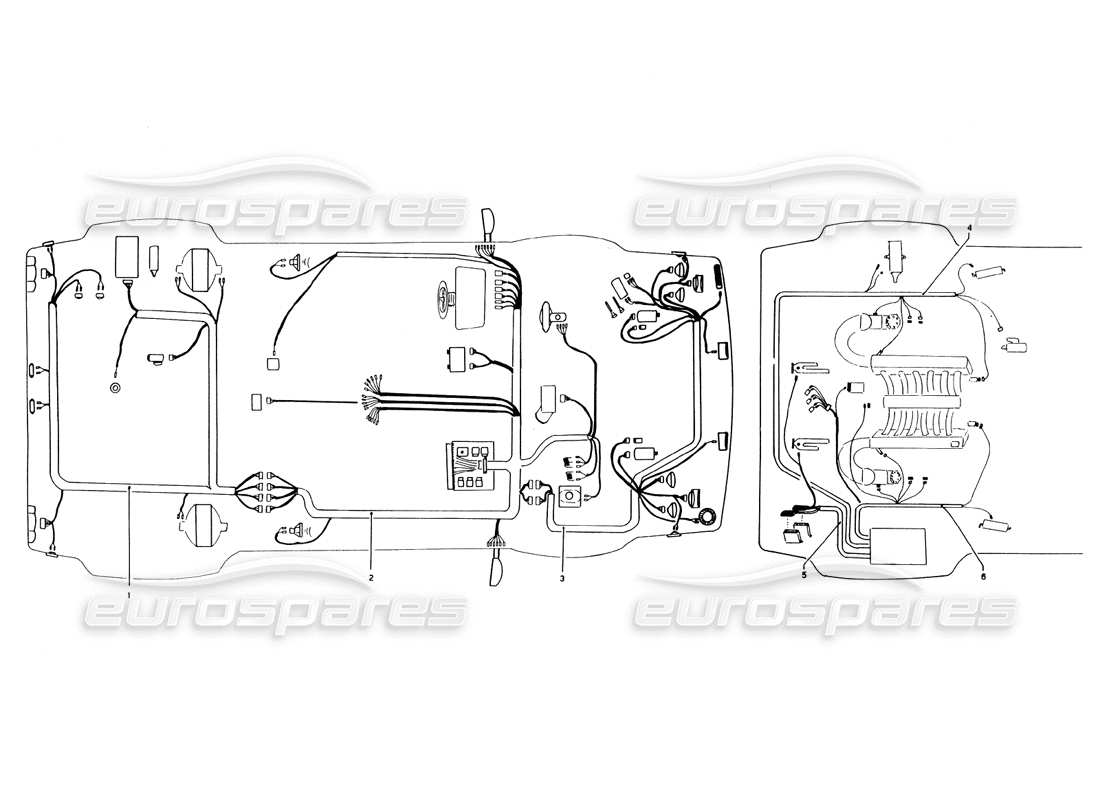 lamborghini countach 5000 qvi (1989) diagrama de piezas del sistema eléctrico