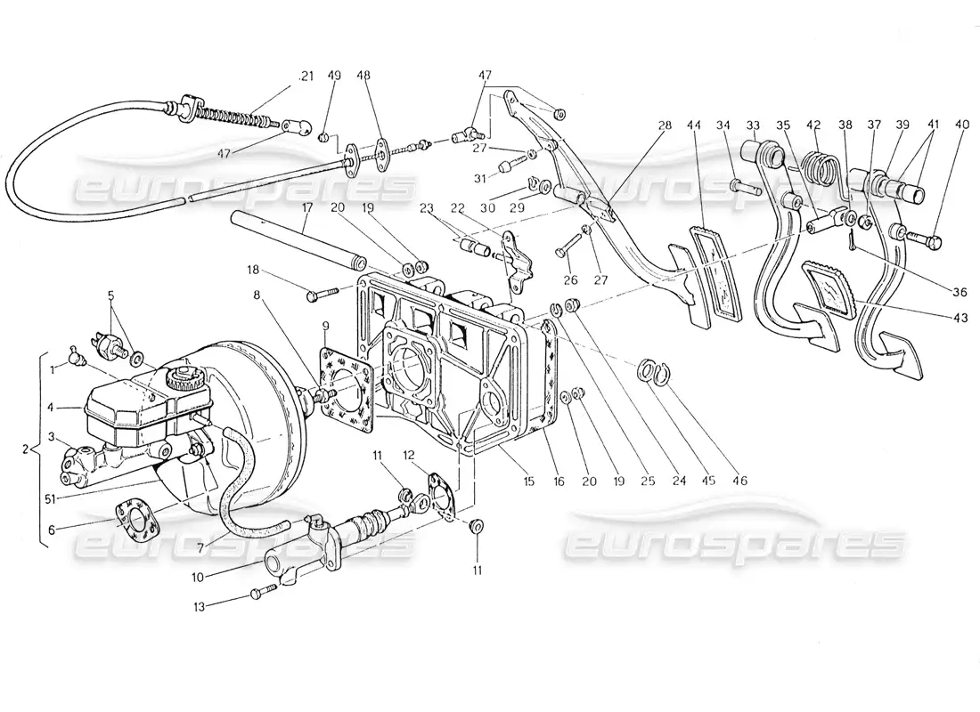 maserati karif 2.8 conjunto de pedal: servofreno embrague diagrama de piezas de bomba (vagones de dirección izquierda)