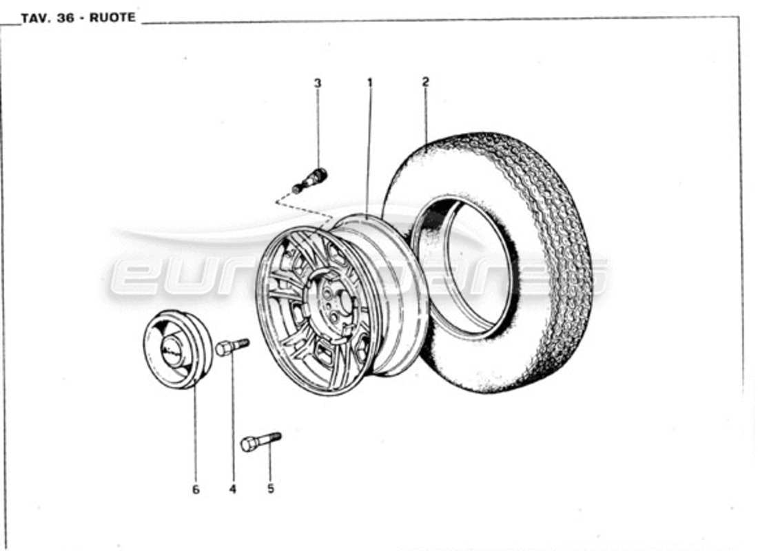 ferrari 246 gt series 1 diagrama de piezas de ruedas