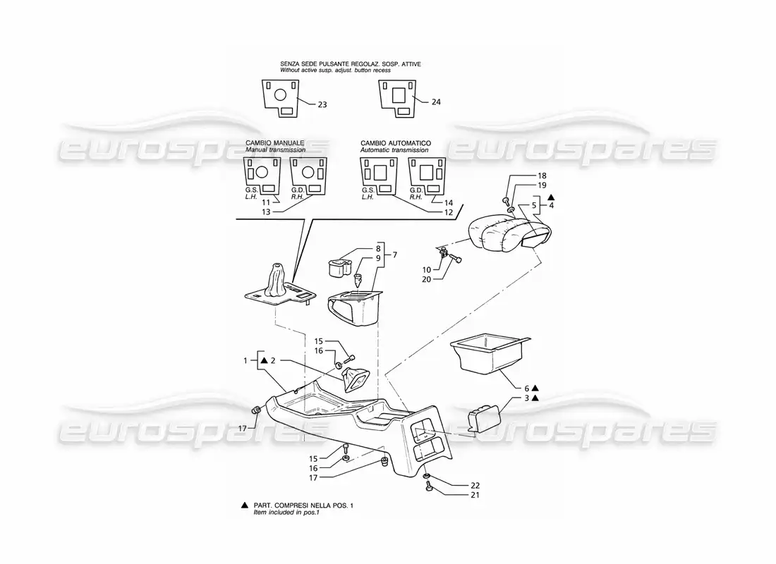 maserati ghibli 2.8 gt (variante) consola diagrama de piezas