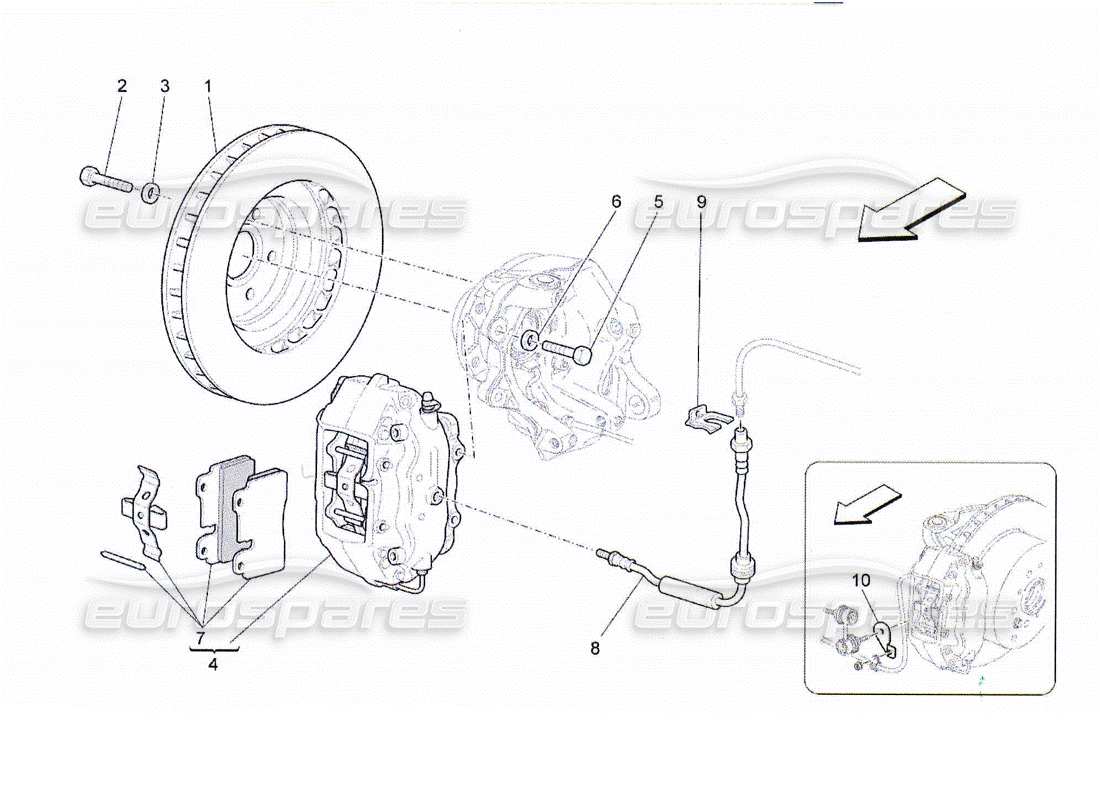 maserati qtp. (2010) 4.2 diagrama de piezas de los dispositivos de frenado en las ruedas traseras