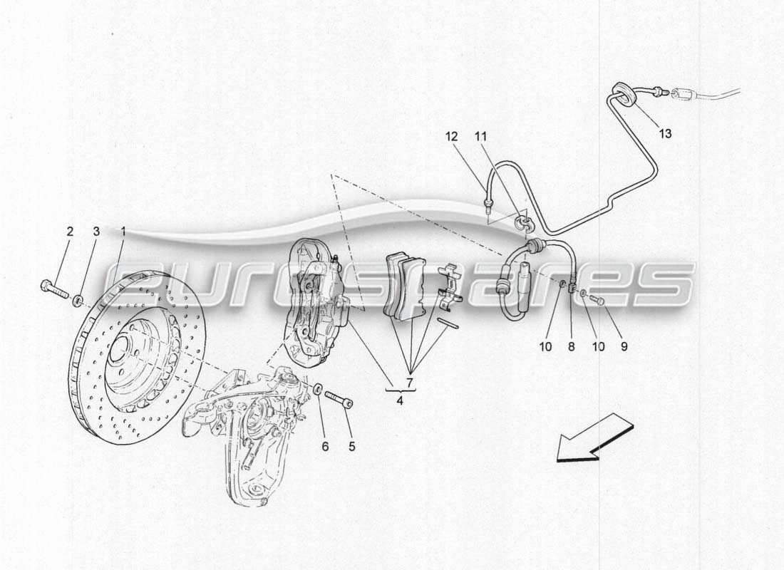 maserati grancabrio mc centenario sistema de frenado delantero diagrama de piezas