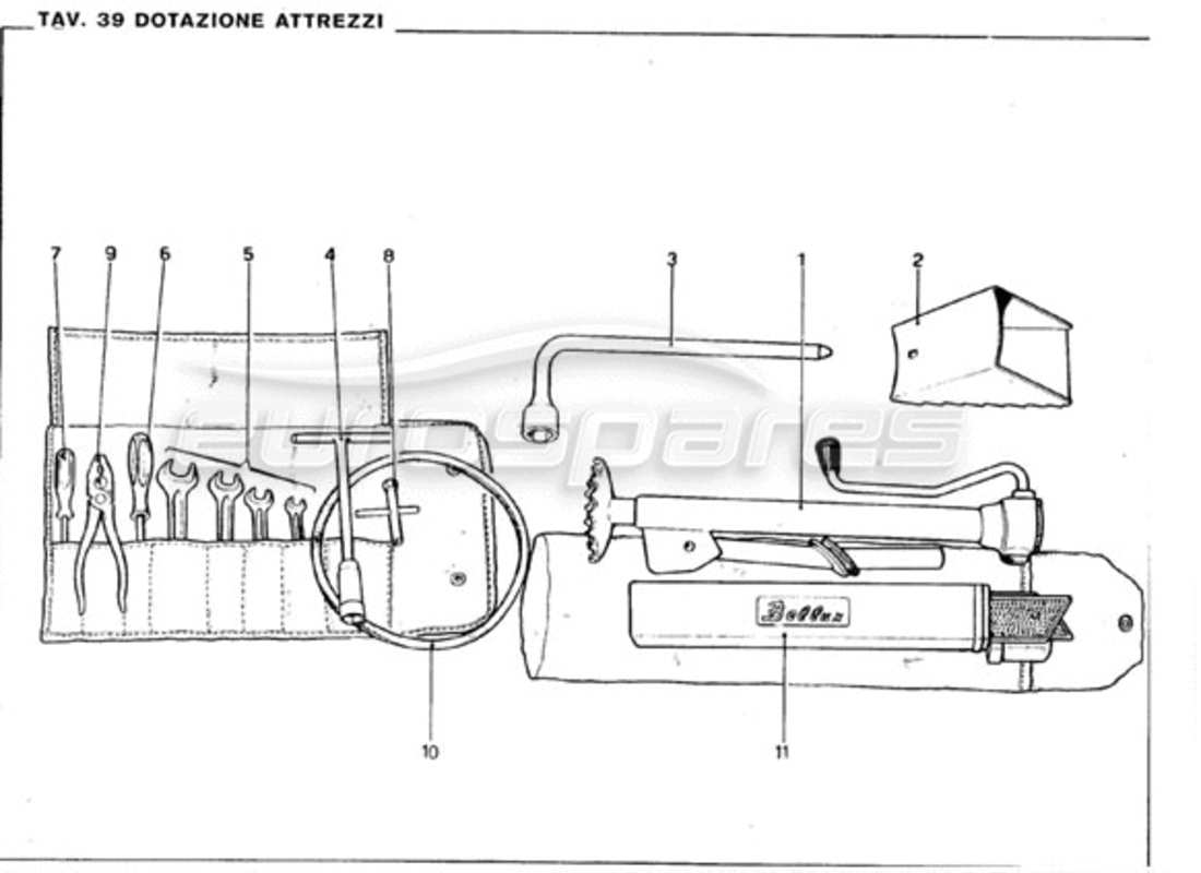 ferrari 246 gt series 1 kit de herramientas diagrama de piezas
