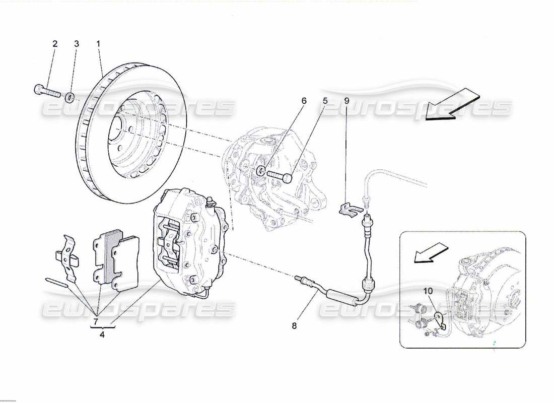 maserati qtp. (2010) 4.7 diagrama de piezas de los dispositivos de frenado en las ruedas traseras