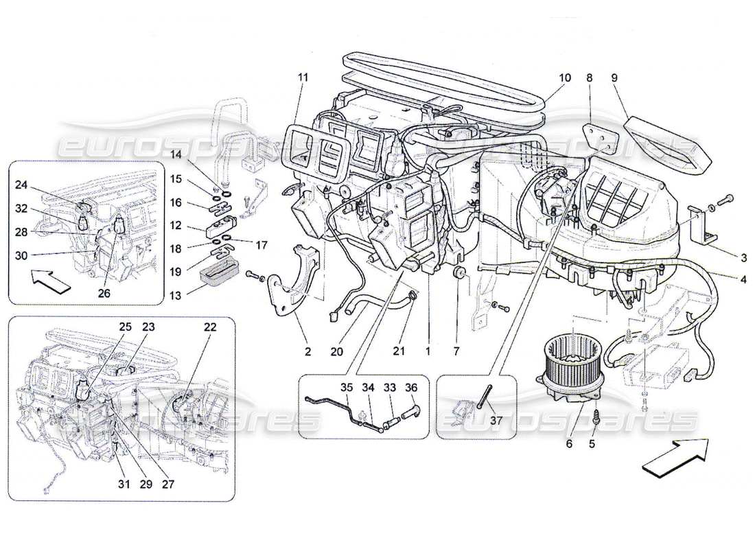 maserati qtp. (2010) 4.7 unidad a c: diagrama de piezas de los dispositivos del tablero
