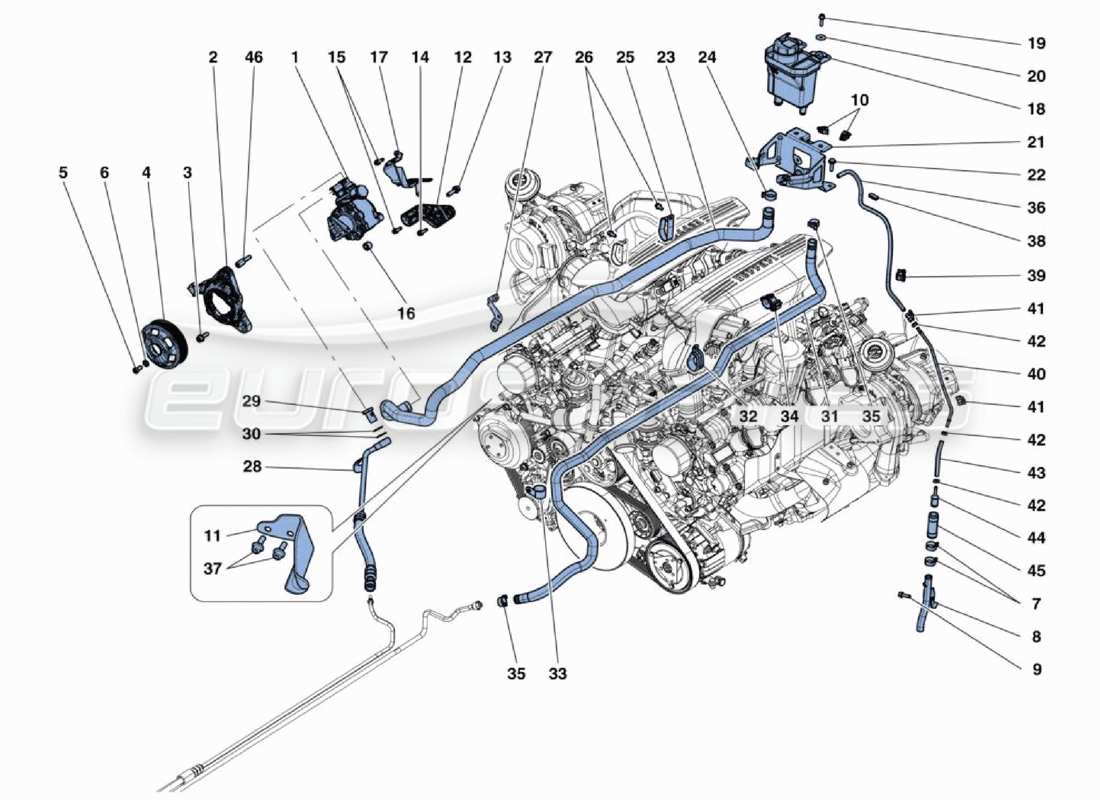 ferrari 488 challenge bomba de dirección asistida diagrama de piezas