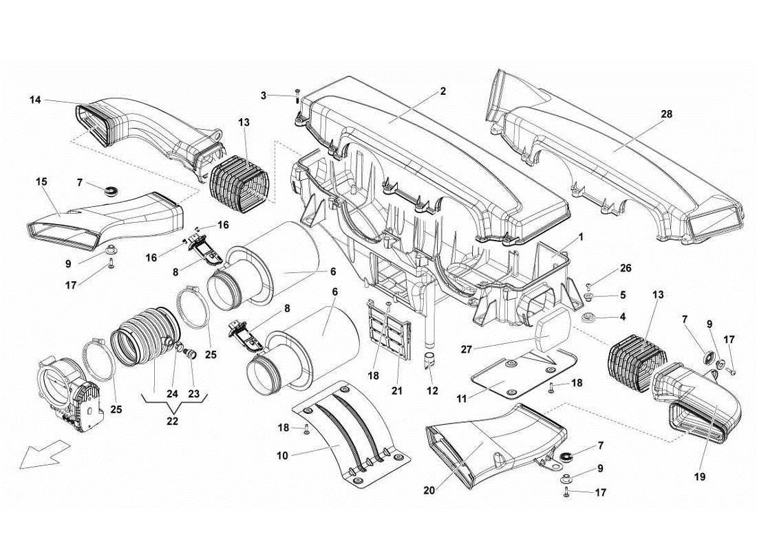 lamborghini gallardo lp560-4s update caja de filtro de aire diagrama de piezas