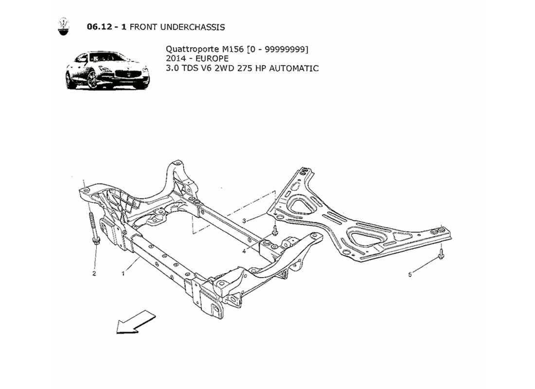 maserati qtp. v6 3.0 tds 275bhp 2014 diagrama de piezas del chasis delantero