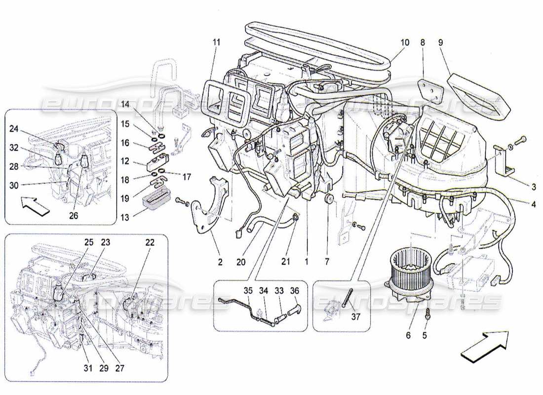 maserati qtp. (2010) 4.2 unidad a c: diagrama de piezas de los dispositivos del tablero