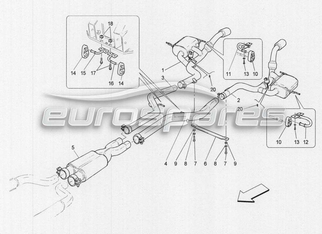 maserati grancabrio mc centenario escape diagrama de piezas