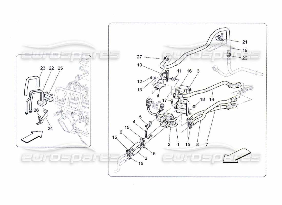 maserati qtp. (2010) 4.7 unidad a c: diagrama de piezas de los dispositivos del compartimento del motor