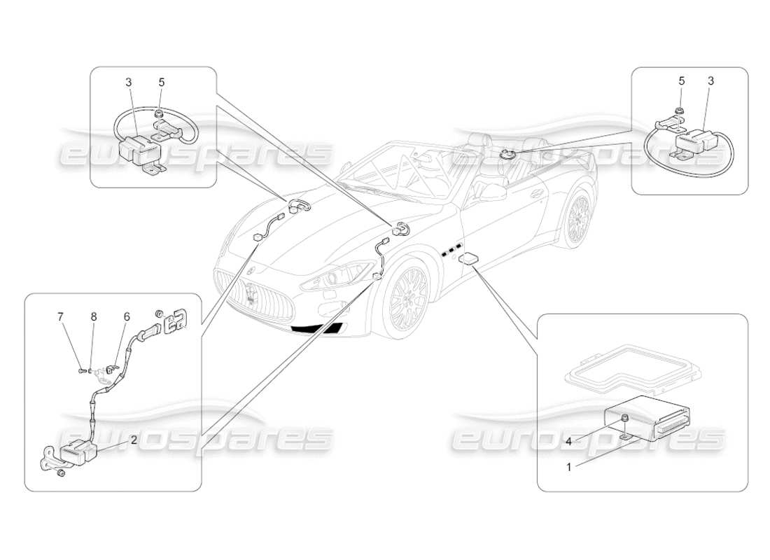 maserati grancabrio (2011) 4.7 control electrónico (suspensión) diagrama de piezas