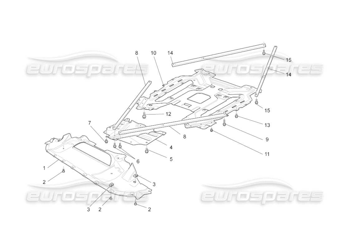 maserati grancabrio (2011) 4.7 diagrama de piezas de protectores de bajos y pisos